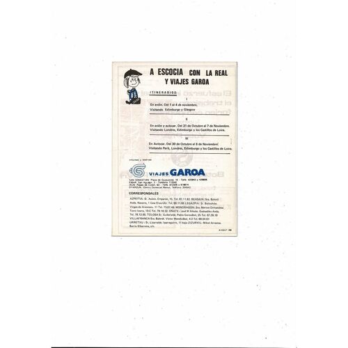 Real Sociedad v Celtic European Cup Football Programme + insert 1982/83