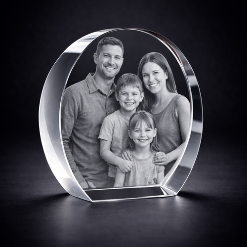 3D Crystal Circle Photo Gift UK 100×100×40mm