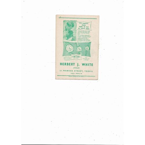 1955/56 Yeovil Town v Kidderminster Southern League Football Programme