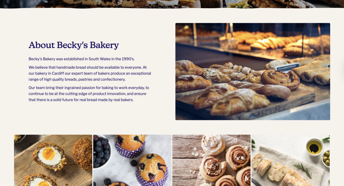 Our story page design example