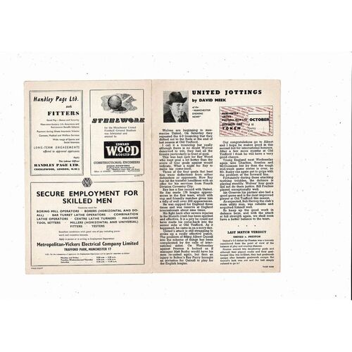 1958/59 Manchester United v Arsenal Football Programme + Press Cuttings