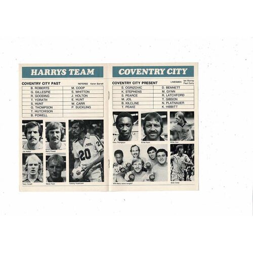 Coventry City Past v Present Harry Roberts Testimonial Programme 1984/85