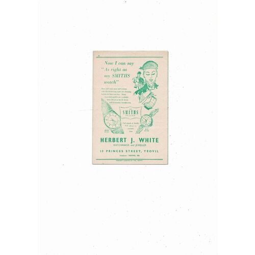 1956/57 Yeovil Town v Weymouth Southern League Cup Football Programme