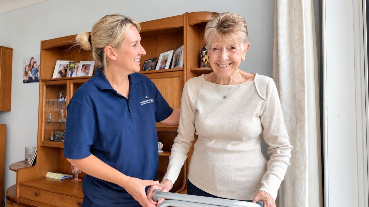 Specialist physiotherapist providing home physiotherapy to an older adult in Essex