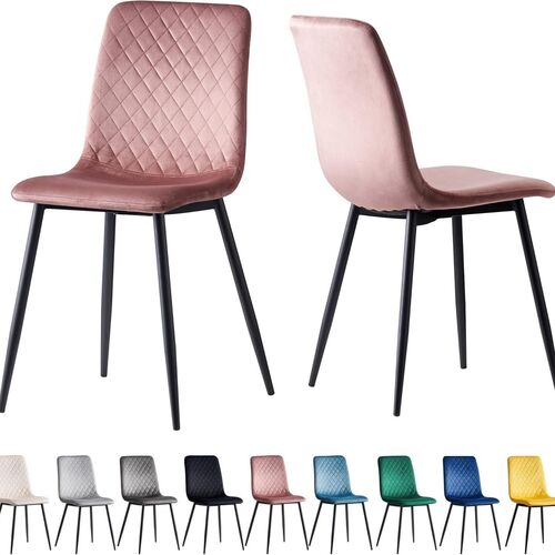 mcc direct Designer Velvet Fabric Dining Chairs Metal Legs Lexi Chairs(Set of 2/Set of 4)