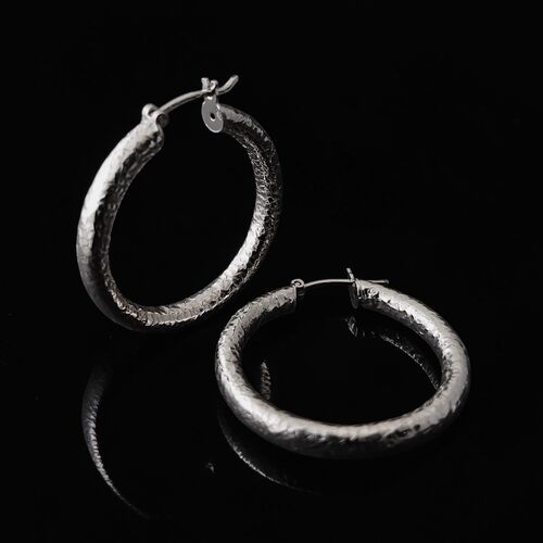 Large size textural silver creoles