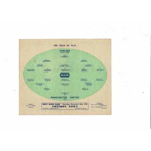 1948/49 Chelsea v Manchester United Football Programme