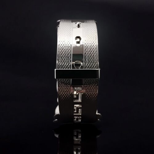 Decorative adjustable full silver bangle