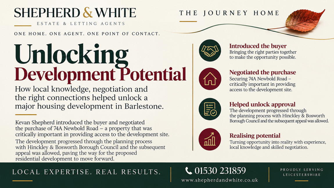 Unlocking Development Potential: Barlestone, Leicestershire | Shepherd and White  | Free property valuation Coalville | Request a property valuation Ashby De La Zouch  | Average house price in Charnwood