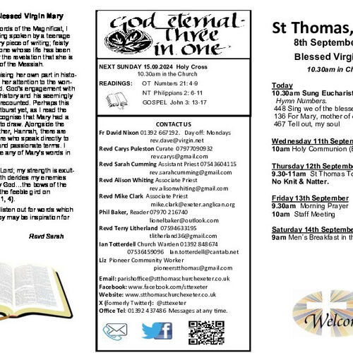 Pew Sheet | The Parish of St Thomas, Exeter