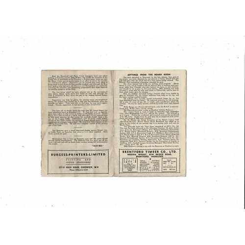 1947/48 Brentford v Nottingham Forest Football Programme