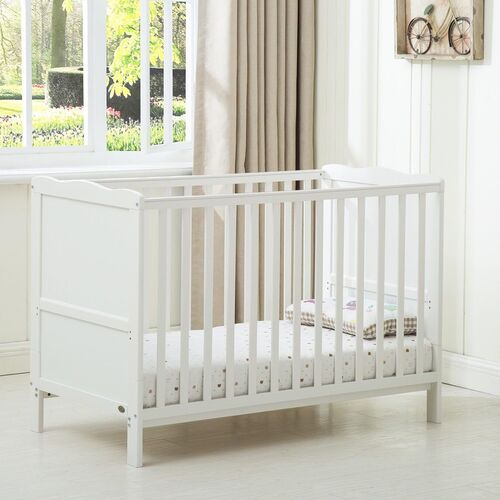MCC Wooden Baby Cot Bed "Orlando" With Top Changer & Aloe Vera Water repellent Mattress (Mattress size : 120 x 60cm)