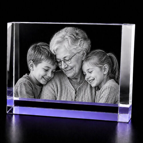 3D Crystal Photo Gift – Lilac Crystal Block 12×8×6cm