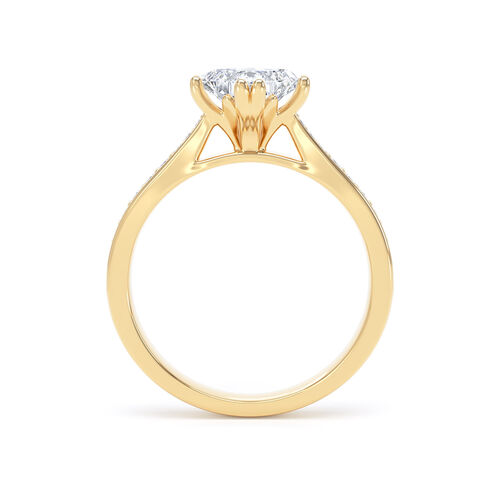 Princess cut double claw solitaire with diamond set shoulders 