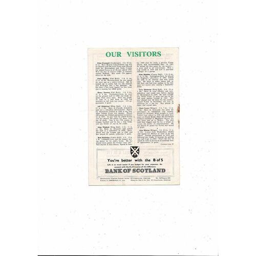 Hibernian v Nottingham Forest Friendly Football Programme 1966/67