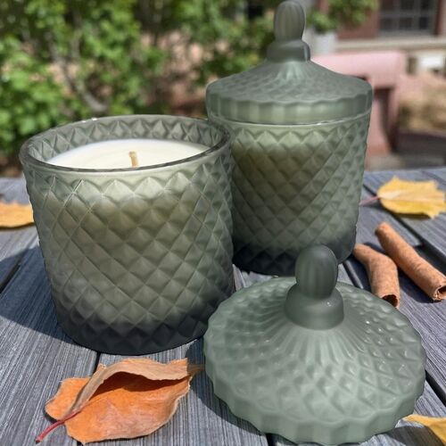 Forest Green Geo Candle – Pet Friendly, Refillable Luxury Candle