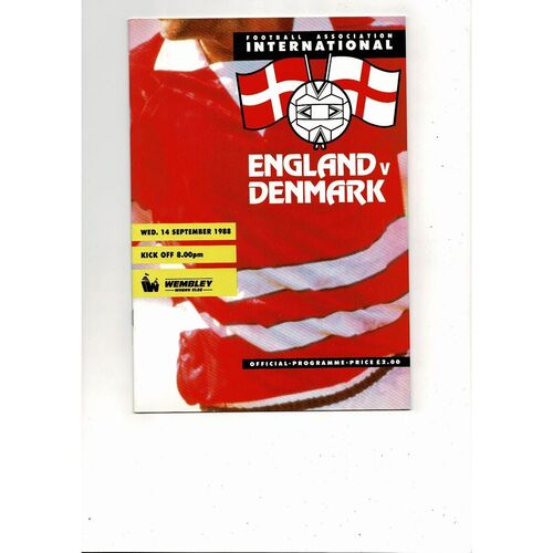 1988 England v Denmark Football Programme + Press Cutting