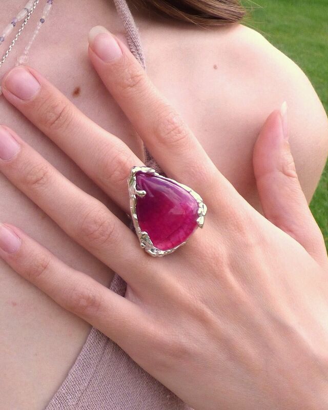 Natural Spider Web Solar Quartz Ring