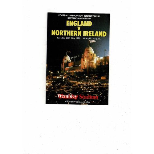 1980 England v Northern Ireland Football Programme