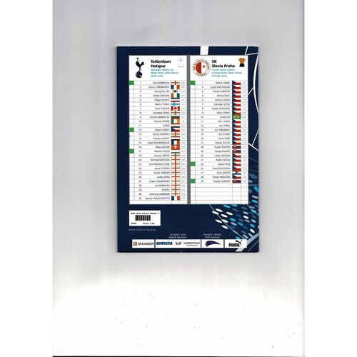 2006/2007 Tottenham Hotspur v Slavia Prague UEFA Cup Football Programme