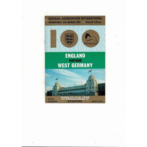 1975 England v West Germany Football Programme