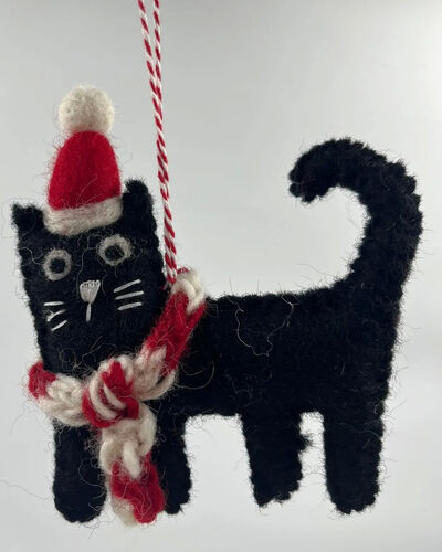 Handmade Felt Christmas Cat Ornament/Decoration