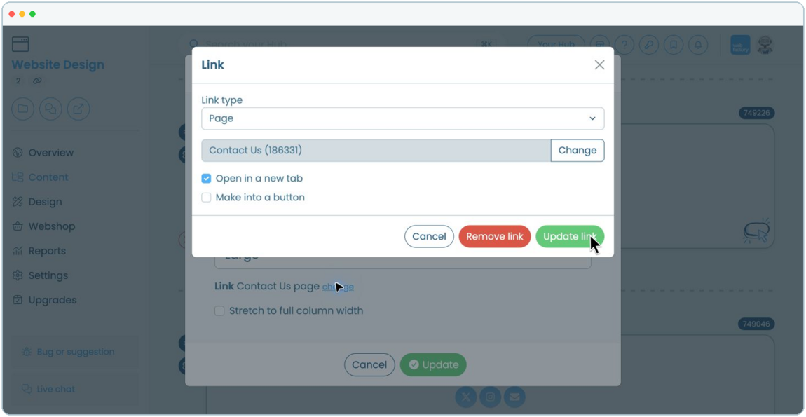 How to create and manage call-to-action button | Webfactory Support | Webfactory