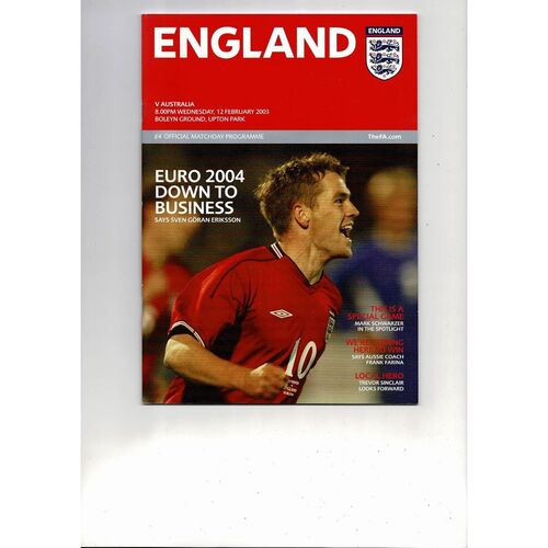 2003 England v Australia Football Programme