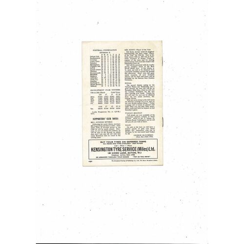 1964/65 Brentford v Barnsley Football Programme