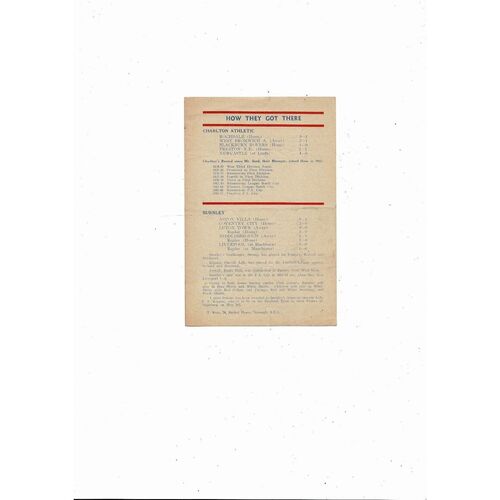 1947 FA Cup Final Charlton Athletic v Burnley Pirate Programme by T. Ross
