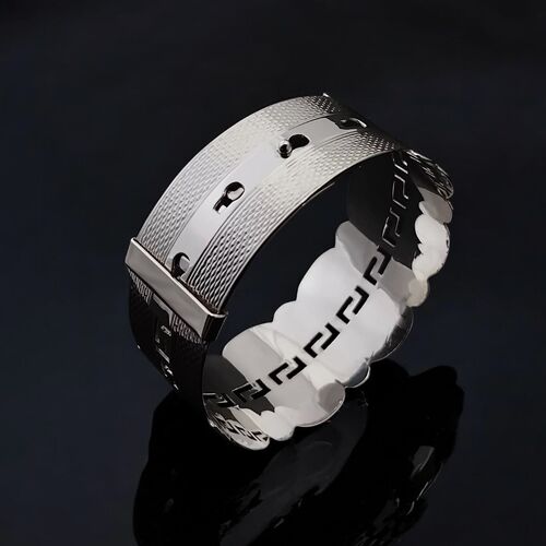 Decorative adjustable full silver bangle