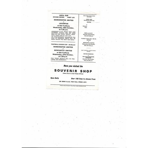 Manchester United v Sheffield Wednesday Central League Programme 1976/77