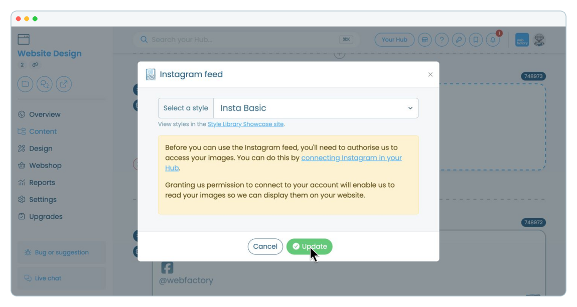 How to add an Instagram Feed to a website page | Webfactory Support | Webfactory