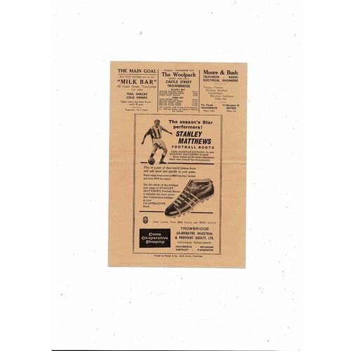 1964/65 Trowbridge Town v Dover Southern League Football Programme