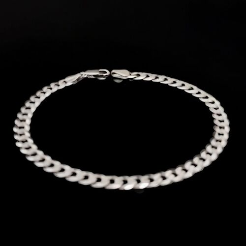 Sterling silver super flat curb bracelet
