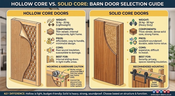 How to Choose the Right Barn Door Hardware for Hollow-Core vs. Solid Wood Doors