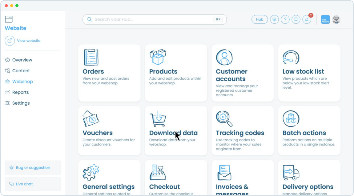 How to download data from your Webshop | Webfactory Support | Webfactory