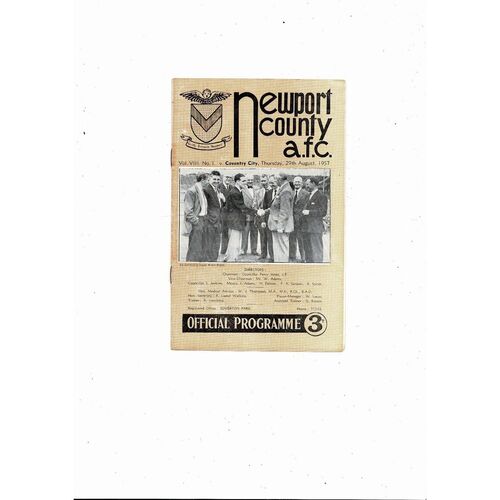 1957/58 Newport County v Coventry City Football Programme