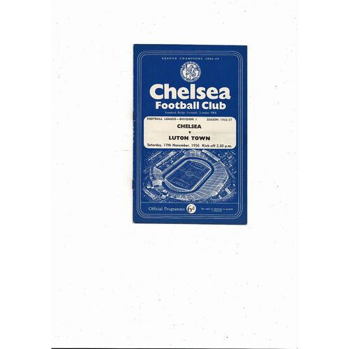 1956/57 Chelsea v Luton Town Football Programme