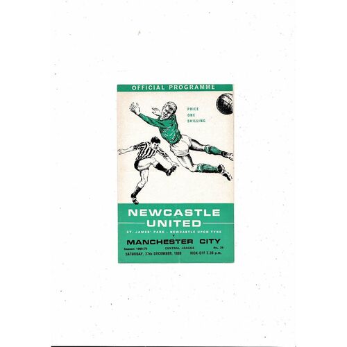 Newcastle United v Manchester City Central League Football Programme 1969/70