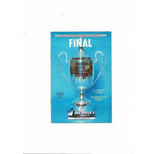1987 St Helens Town v Warrington Town FA Vase Final Football Programme