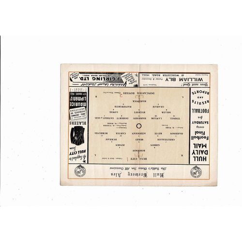 1950/51 Hull City v Doncaster Rovers Football Programme