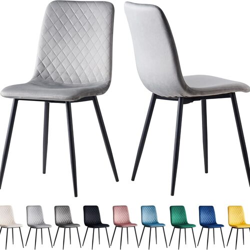 mcc direct Designer Velvet Fabric Dining Chairs Metal Legs Lexi Chairs(Set of 2/Set of 4)