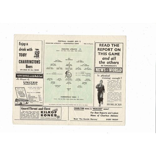 1954/55 Charlton Athletic v Huddersfield Town Football Programme