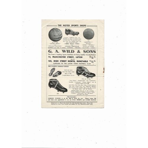 1956/57 Luton Town v Everton Football Programme