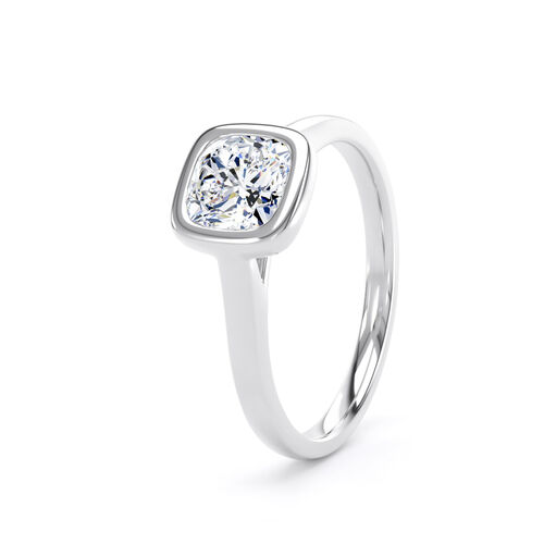 Cushion cut rubover diamond solitaire