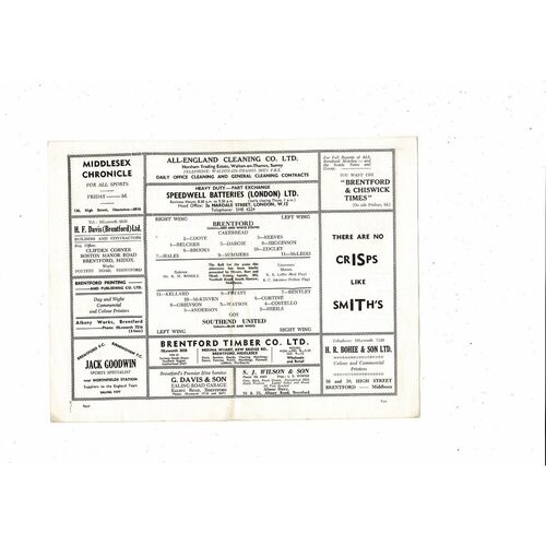 1961/62 Brentford v Southend United Football Programme