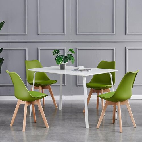 mcc direct Set of 4 Dining Chairs Wooden Legs Soft Cushion Pad Stylish DELUXE Retro Lounge Dining Office EVA