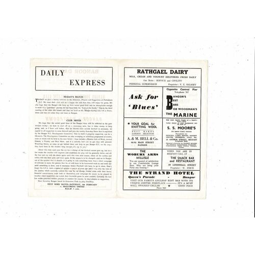 1964/65 Bangor v Portadown Football Programme