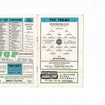 1958/59 Manchester City v Blackpool Football Programme